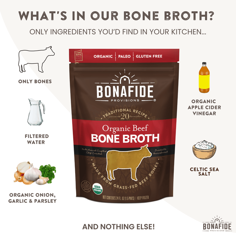 12 Pack Frozen Organic Beef Bone Broth